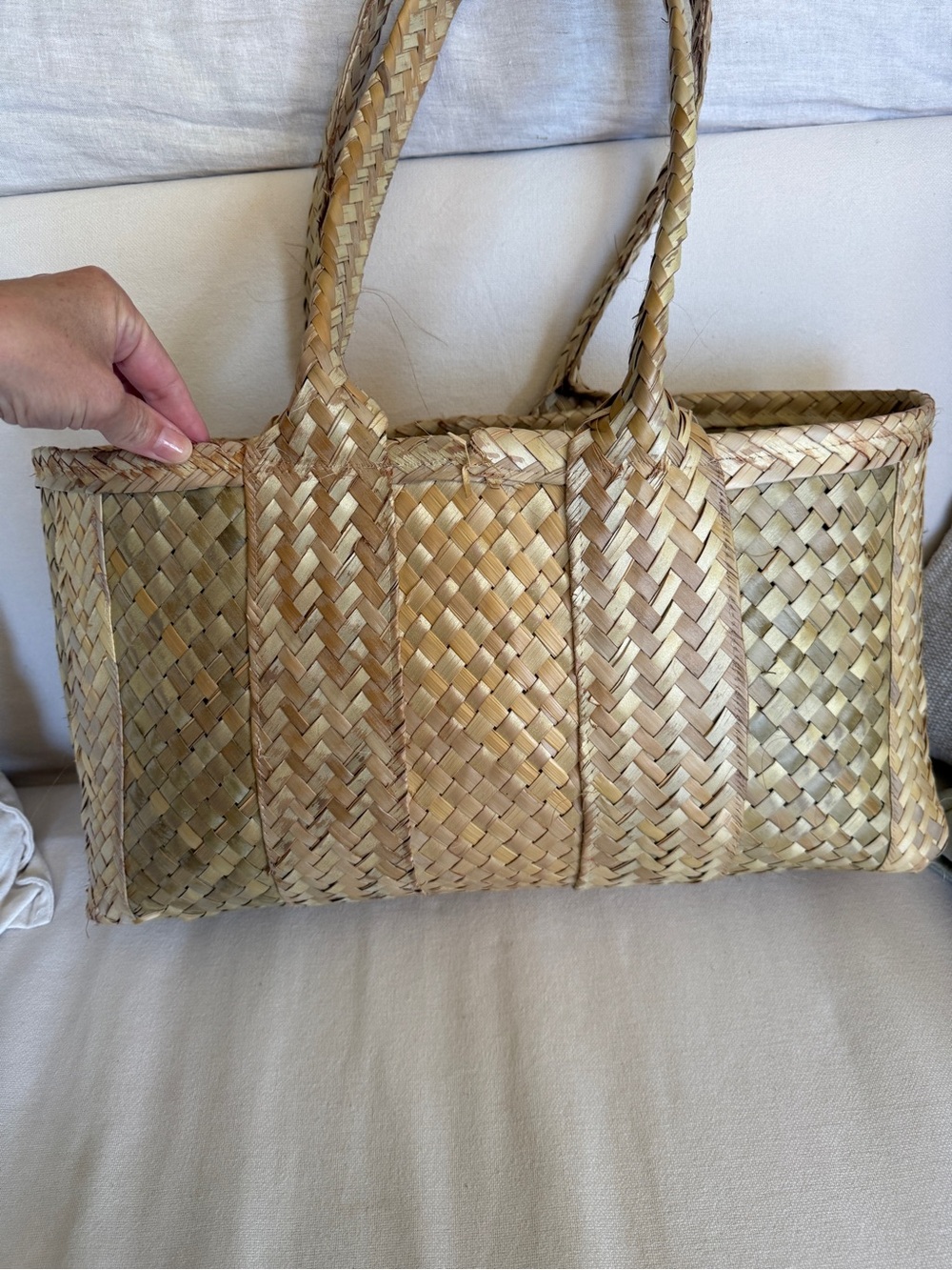 Handmade A and A hidden treasures Woven Natural Straw Tote Bag Beige - Picture 5 of 10